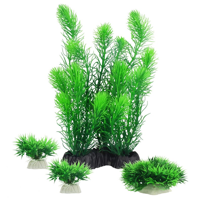 MyLifeUNIT Aquarium Plants, Artificial Aquarium Decorations for Fish Tank Decor, Pack of 4 - Image 1